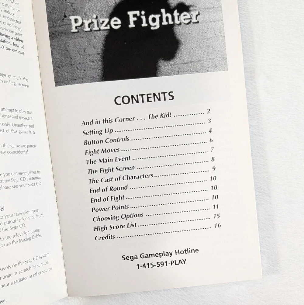 ❤️ Sega CD Prize Fighter Booklet Manual